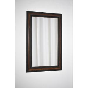 Carved Ebonised Wood Mirror And Trompe l'Oeil Turshell, XIXth C.