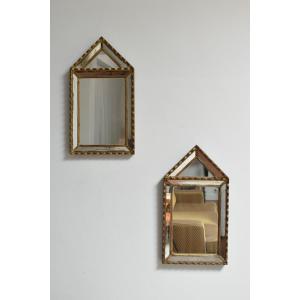 Pair Of Pierre Dariel Dit Dolt Pedestal Mirror, 1940s.