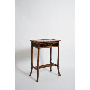 Chinese Style Bamboo Bedsisde Table, 1910s.