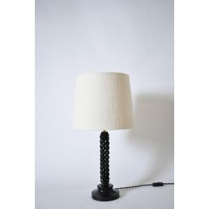 Turned Ebonised Wooden Lamp, 1960s.