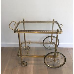 Neoclassical Style Brass Drinks Trolley With Removable Trays French Work By Maison Bagués. 1940