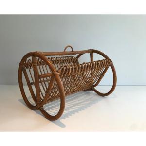 Rattan Magazine Rack. French Work. Circa 1950