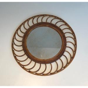 Rattan Mirror. French Work. Circa 1970