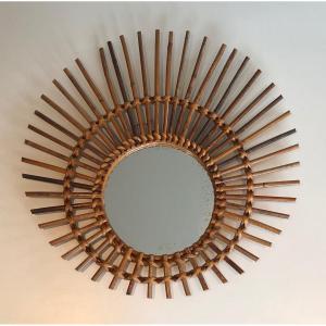 Rattan Mirror. French. Circa 1970