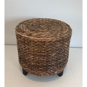 Small Rope Stool In The Style Of Adrien Audoux Et Frida Minet. French Work. Circa 1950