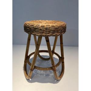 Rattan Stool. French Work. Around 1950