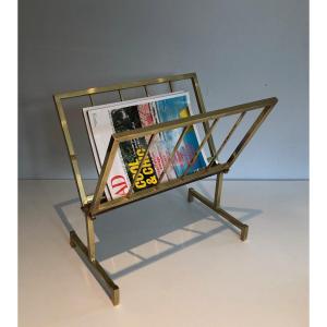 Design Brass Magazine Rack. French Work. Circa 1970