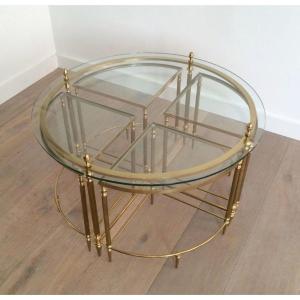 Round Brass Coffee Table In Neoclassical Style. French Work From Maison Baguès.