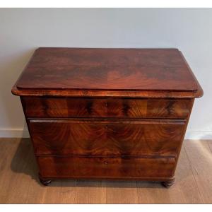 Louis-philippe Commode With 3 Drawers In Flamed Mahogany. French Work. Around 1820