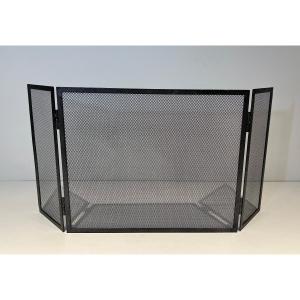 Steel Fireplace Screen With Grilling. French Work. Circa 1970