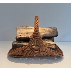 Rattan Log Holder. French Work. Around 1970