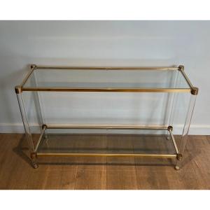 Lucite And Gilt Metal Console. French Work Circa 1970