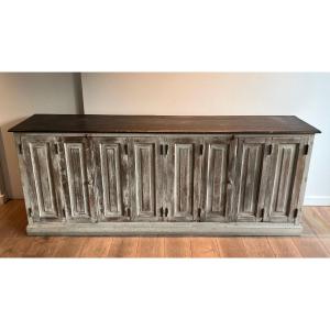 Large 6 Doors Patinated Cupboard. French Work