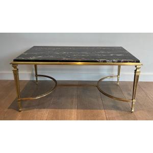 Bronze Coffee Table With Black Portor Marble Top In The Style Of Maison Jansen
