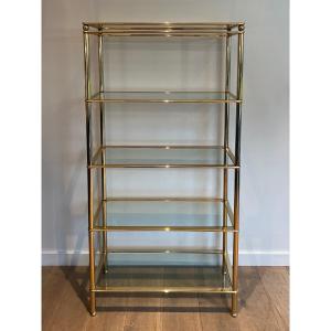 5 Tiers Shelves Unit With Clear Glass Trays. French Work. Circa 1970