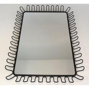 Black Lacquered Metal Mirrors In The Style Of Jean Royère. Circa 1980