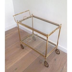 Neoclassical Style Brass Drinks Trolley With Removable Trays. French Work By Maison Jansen.