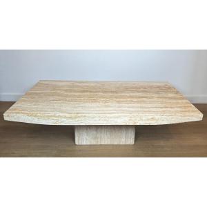 Design Travertine Coffee Table. Italian Work By Stone International. Circa 1980