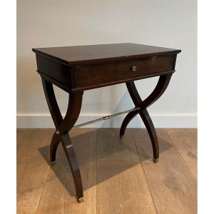Neoclassical Style Mahogany And Brass Side Table Or Night Stand. French Work