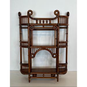 Bent Wood And Brass Wall Shelves Unit. Art & Crafts Austrian Work. Circa 1900