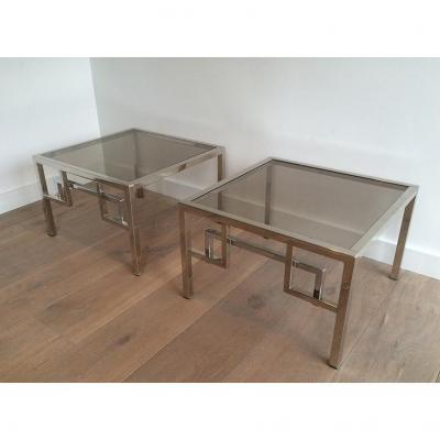 Pair Of Chrome Side Tables. Circa 1970