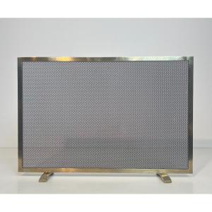Brass And Grilling Fireplace Screen. French Work. Circa 1970