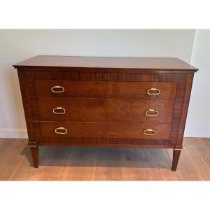 Neoclassical Mahogany Veneer And Brass Commode. French. Circa 1950