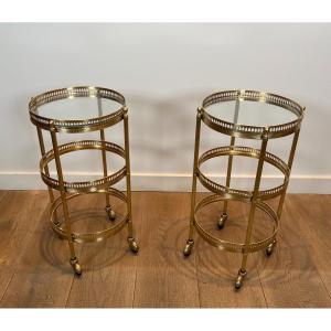 Pair Of Round Side Tables With Removable Upper Trays. French Work By Maison Jansen. Circa 1940