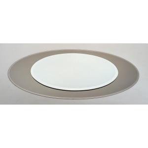 Large Oval Mirror To Be Positioned Horizontally. Italian Work By Fontana Arte. Circa 1970