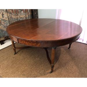 Large Pedestal Table With Central Leg In Mahogany & Bronze Which Can Form A Large Dinning Table