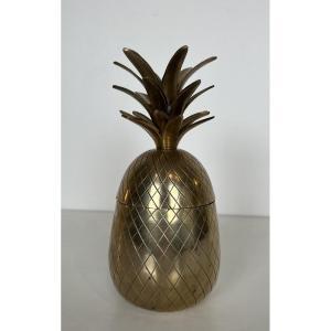 Brass And Steel Pineapple Ice Bucket. French Work. Circa 1970