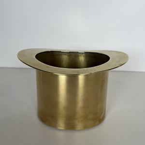 Unusual Brass Top Hat Champagne Bucket. French. Circa 1920