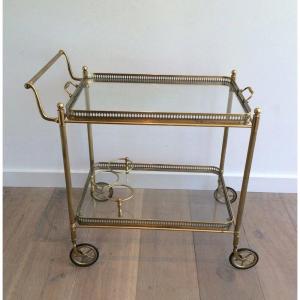 Neoclassical Style Brass Drinks Trolley With Removable Trays. French Work. Circa 1940