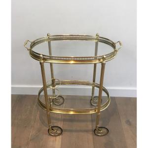 Small Oval Brass Rolling Table With Double Removable Tops From Maison Bagués