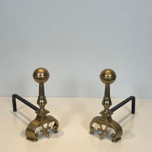 Pair Of Brass Andirons