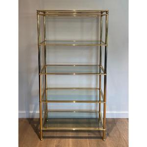 5 Tiers Gilt Chrome Shelves Unit With Clear Glass Trays