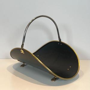 Brass And Black Lacquered Brass Log Holder