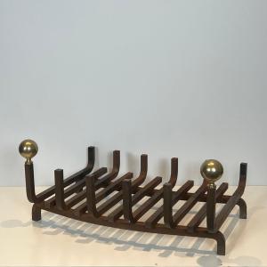 Wrought Iron And Brass Log Holder