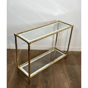 Faux-bamboo Brass Console Table In The Style Of Jacques Adnet