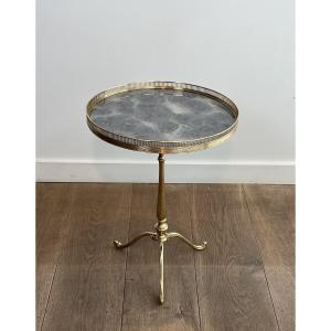 Neoclassical Style Brass Gueridon With Antiques Mirror Top Attributed To Maison Jansen.