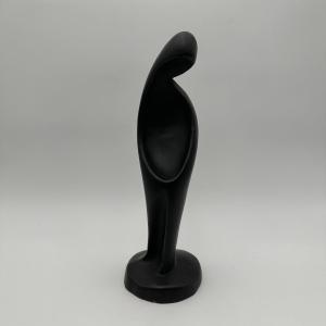Modernist Black Ceramic "madonna" Sculpture In The Style Of Georges Jouve, 1960s.