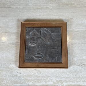 Modernist Ceramic Plaque With Cubist Decor, 1970s.