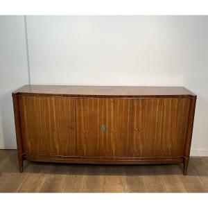 Large Art Deco Precious Wood And Bronze Enfilade, De Coene Frères, 1940s.