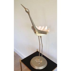 Stylized Metal And Shell Bird Sculpture. Circa 1960