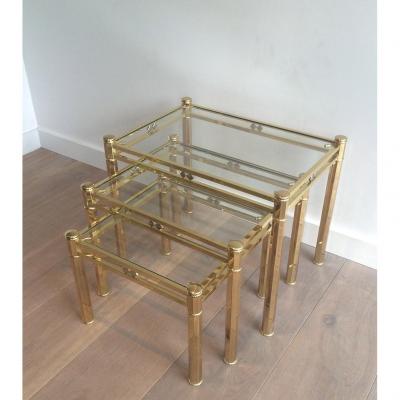 Suite 3 Nesting Tables Brass. Around 1970