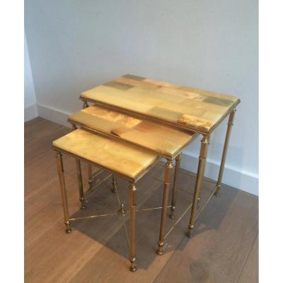 Suite 3 Nesting Tables Brass. Around 1960
