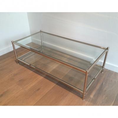 Large 2 Tiers Chrome Coffee Table. Circa 1970