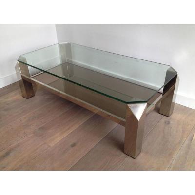 Very Beautiful Low Table Design Chromed Base.