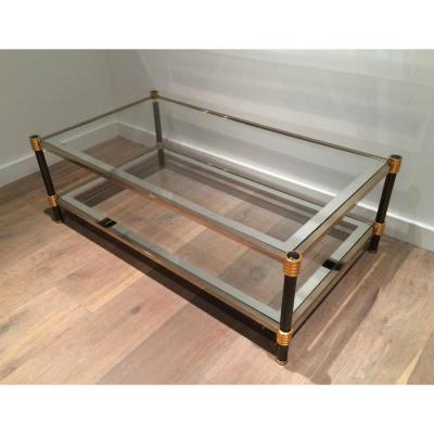 Gun Metal And Gild Chrome Coffee Table. Circa 1970