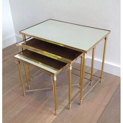 Suite Of 3 Nesting Tables With Mirror Trays. Around 1960